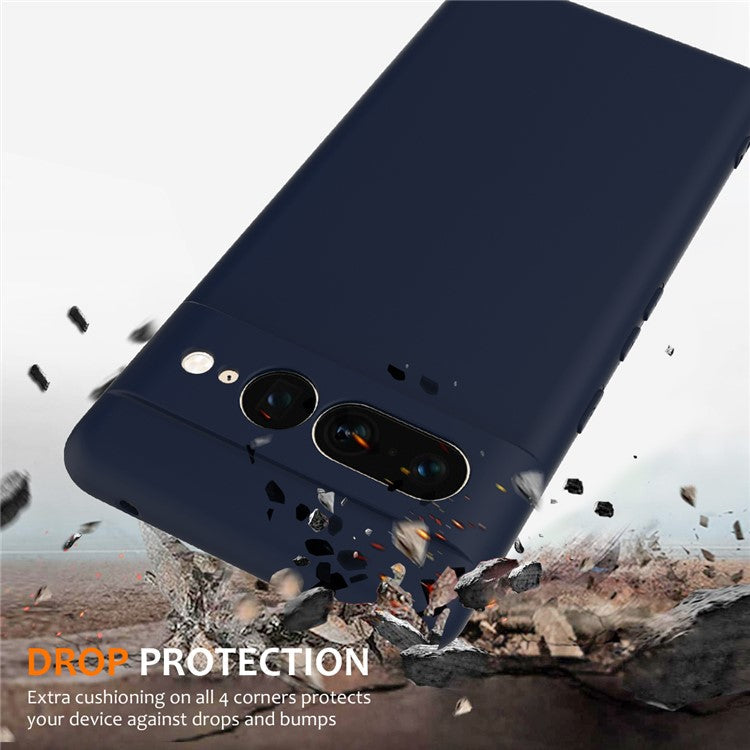 For Google Pixel 7 Pro 5G Case Compatible with MagSafe Liquid Silicone Phone Cover with Lanyard - Dark Blue