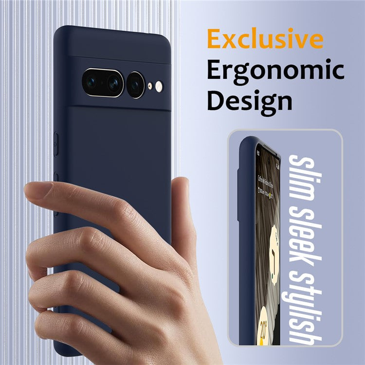 For Google Pixel 7 Pro 5G Case Compatible with MagSafe Liquid Silicone Phone Cover with Lanyard - Dark Blue