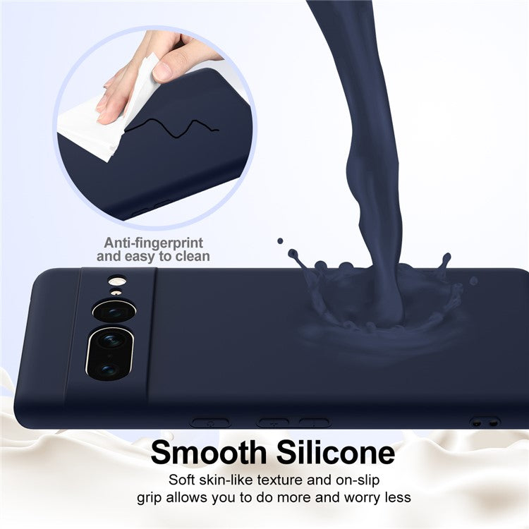 For Google Pixel 7 Pro 5G Case Compatible with MagSafe Liquid Silicone Phone Cover with Lanyard - Dark Blue
