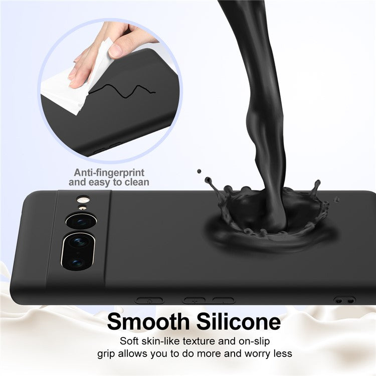 For Google Pixel 7 Pro 5G Case Compatible with MagSafe Liquid Silicone Phone Cover with Lanyard - Black