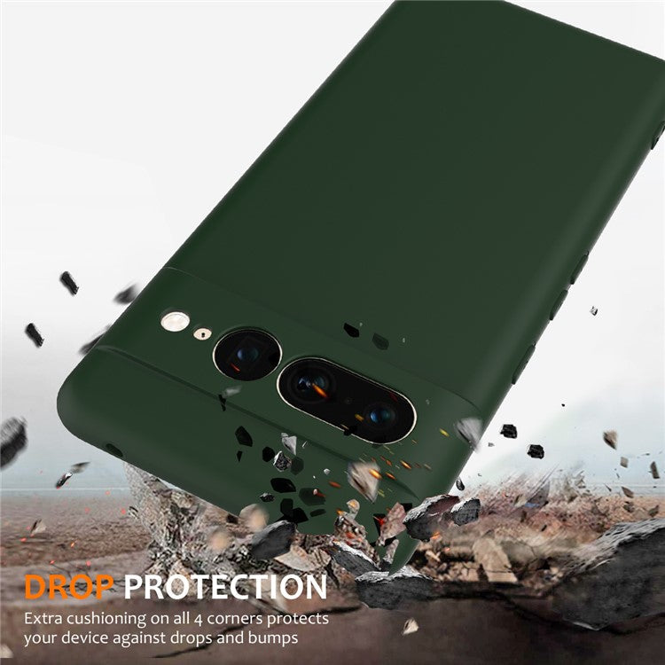 For Google Pixel 7 Pro 5G Case Compatible with MagSafe Liquid Silicone Phone Cover with Lanyard - Dark Green