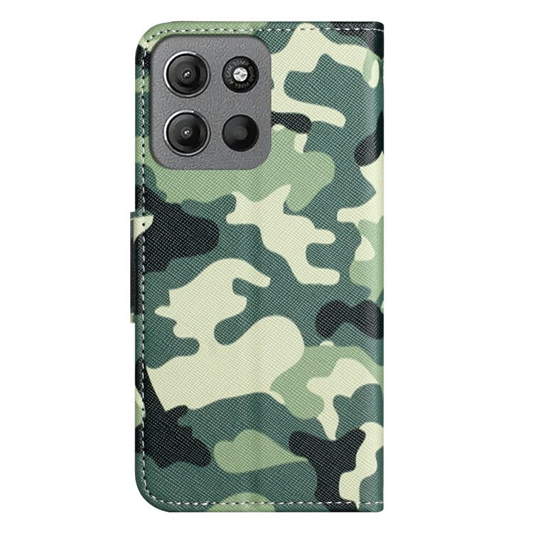 For Motorola Moto G15 4G  /  G15 Power 4G Case Pattern Printing Cross Texture Phone Leather Cover - Camouflage