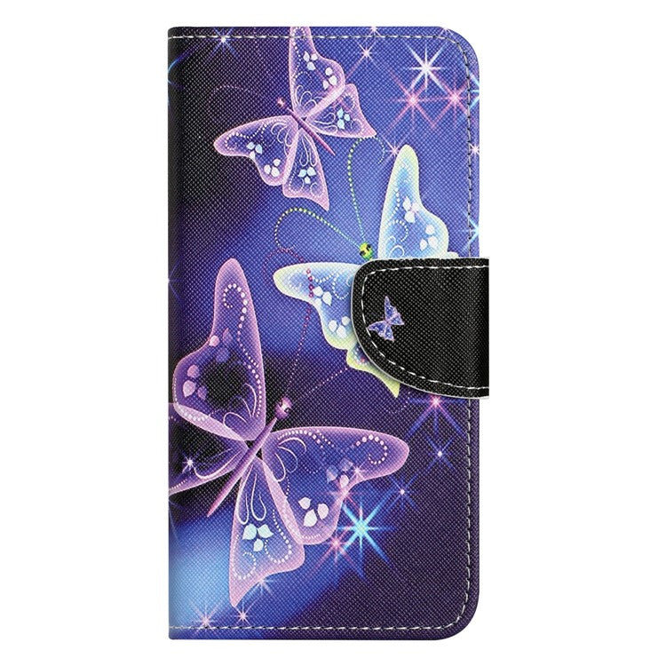 For Motorola Moto G15 4G  /  G15 Power 4G Case Pattern Printing Cross Texture Phone Leather Cover - Sparkling Butterfly