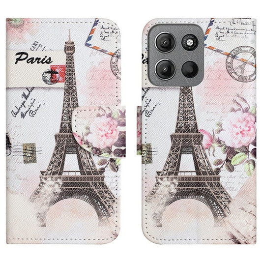 For Motorola Moto G15 4G  /  G15 Power 4G Case Pattern Printing Cross Texture Phone Leather Cover - Tower