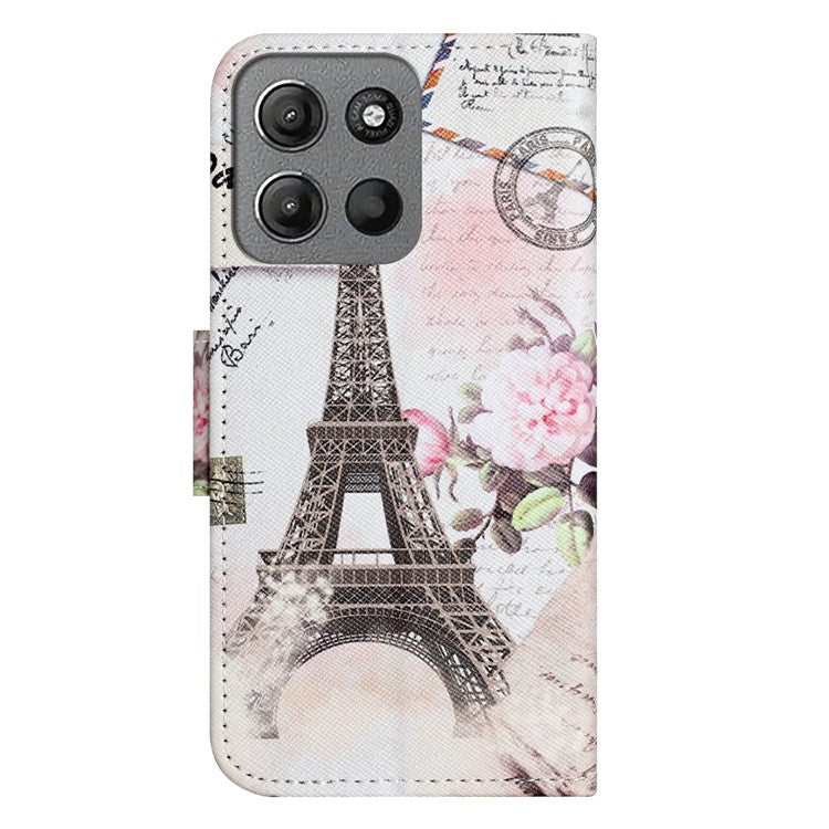 For Motorola Moto G15 4G  /  G15 Power 4G Case Pattern Printing Cross Texture Phone Leather Cover - Tower
