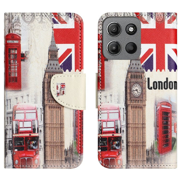 For Motorola Moto G15 4G  /  G15 Power 4G Case Pattern Printing Cross Texture Phone Leather Cover - London Big Ben