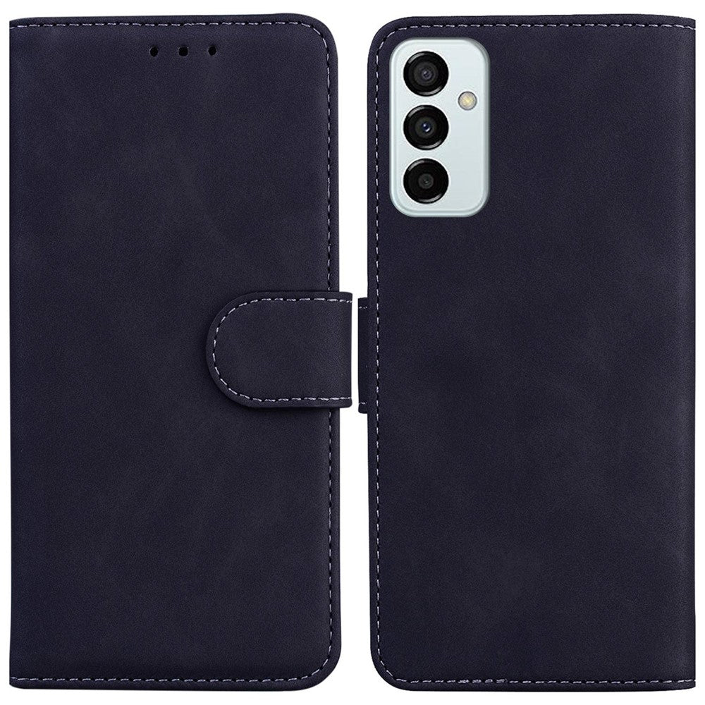 For Samsung Galaxy M13 4G Shockproof Wallet Mobile Phone Case PU Leather Magnetic Drop Protection Stand Phone Cover - Black