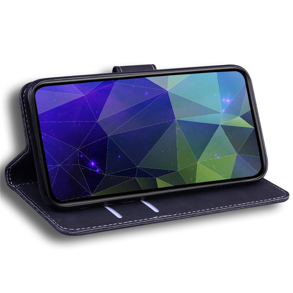 For Samsung Galaxy M13 4G Shockproof Wallet Mobile Phone Case PU Leather Magnetic Drop Protection Stand Phone Cover - Black