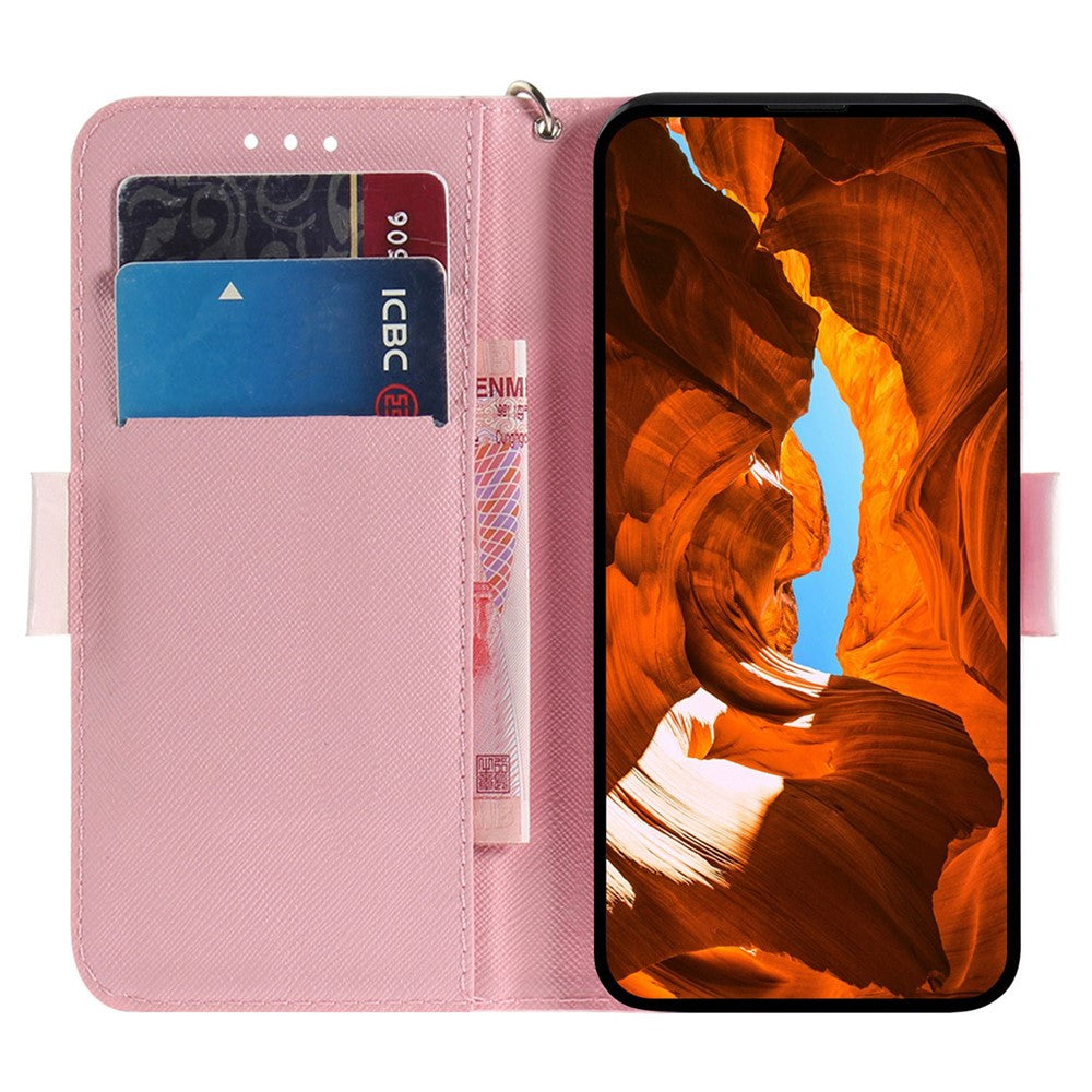 For Samsung Galaxy M13 4G PU Leather Phone Foldable Stand Wallet Case 3D Pattern Printing Protective Cover with Strap - Butterfly High Heels