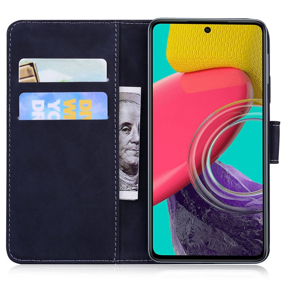 For Samsung Galaxy M13 4G Butterfly Pattern Printing PU Leather Magnetic Clasp Case Skin-touch Full Protection Cover with Wallet Stand - Black