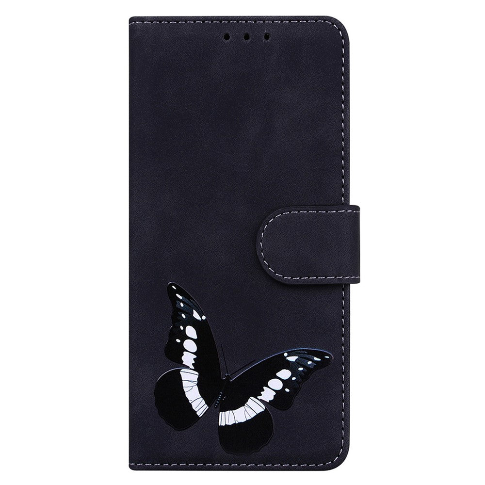 For Samsung Galaxy M13 4G Butterfly Pattern Printing PU Leather Magnetic Clasp Case Skin-touch Full Protection Cover with Wallet Stand - Black