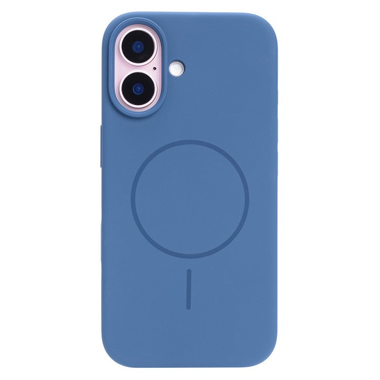 For iPhone 16 Case Compatible with MagSafe Liquid Silicone Phone Back Cover with Camera Button - Dark Blue
