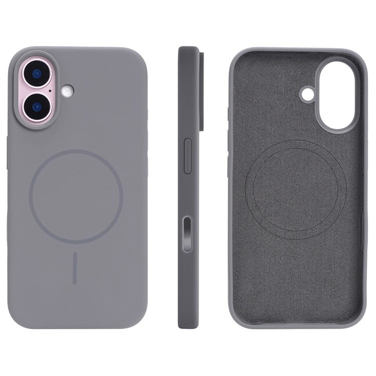 For iPhone 16 Plus Case Compatible with MagSafe Liquid Silicone Phone Back Cover with Camera Button - Grey