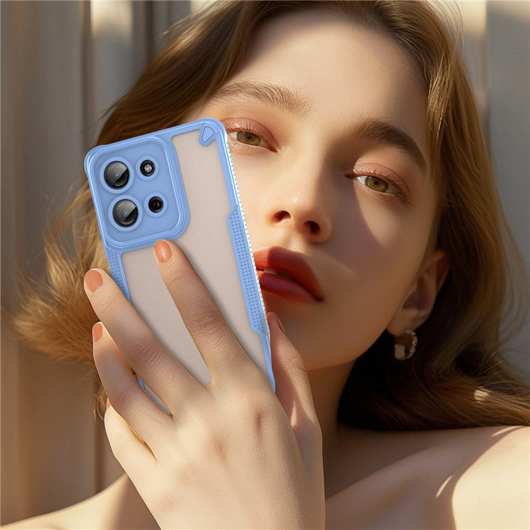 For Motorola Moto G75 5G Case Hybrid Frosted Phone Back Cover - Blue