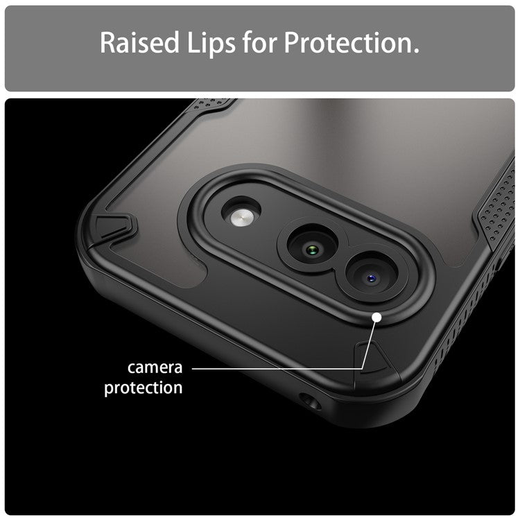 For Google Pixel 9a Case Hybrid Frosted Phone Back Cover - Black