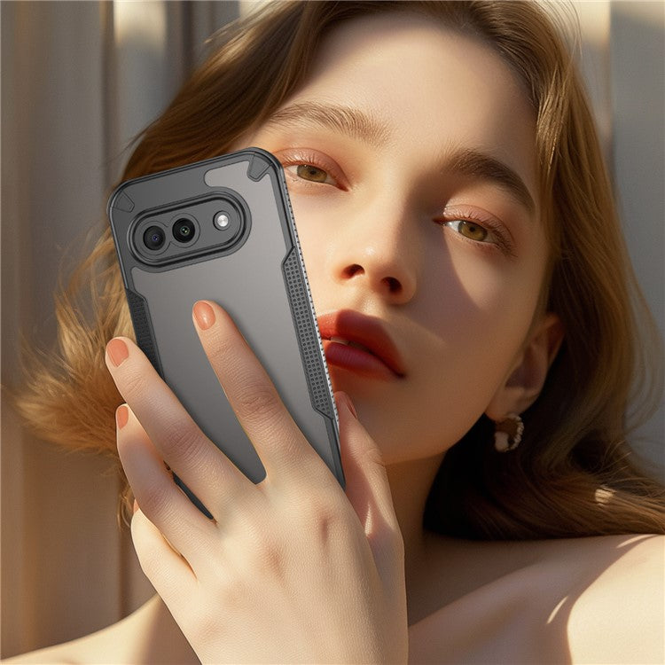For Google Pixel 9a Case Hybrid Frosted Phone Back Cover - Black