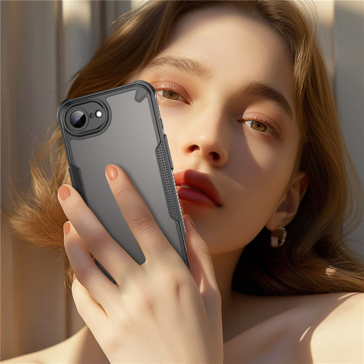 For iPhone 16e Case Hybrid Frosted Phone Back Cover - Black