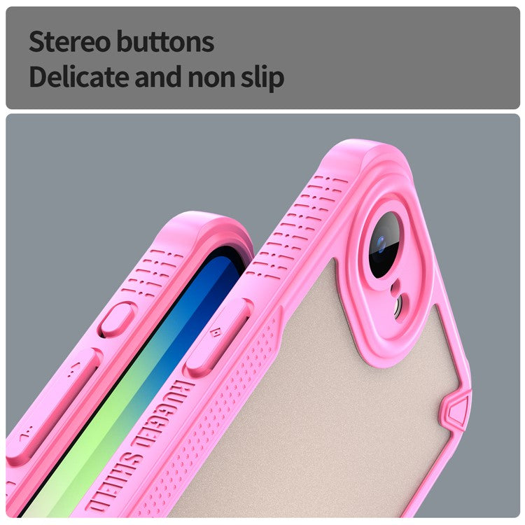 For iPhone 16e Case Hybrid Frosted Phone Back Cover - Pink