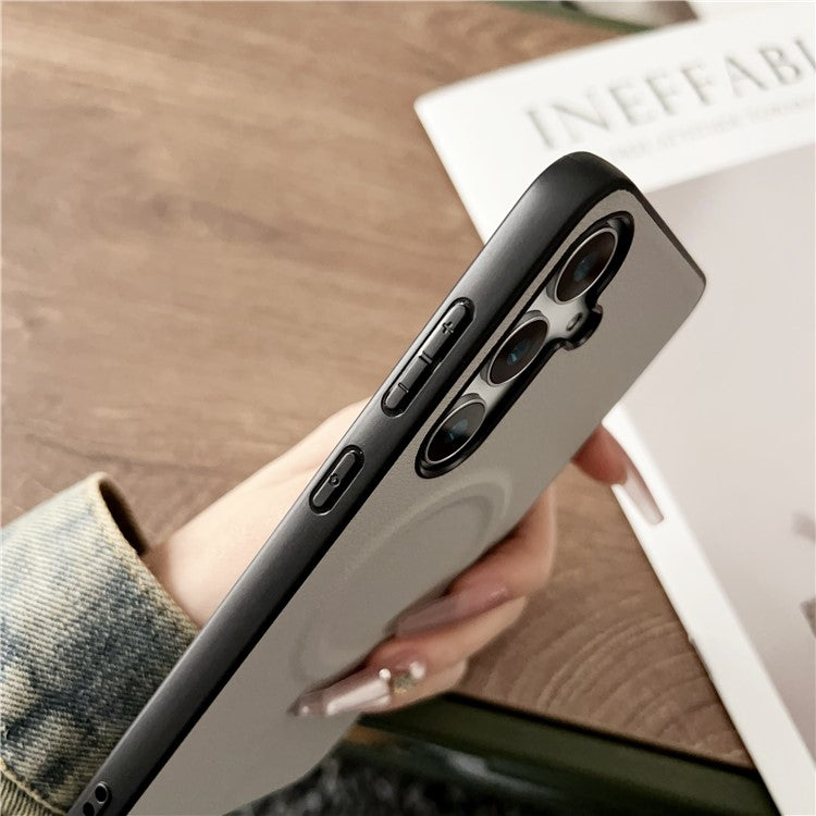For Samsung Galaxy S24 FE Case Compatible with MagSafe PU + TPU Phone Back Cover - Blackish Green