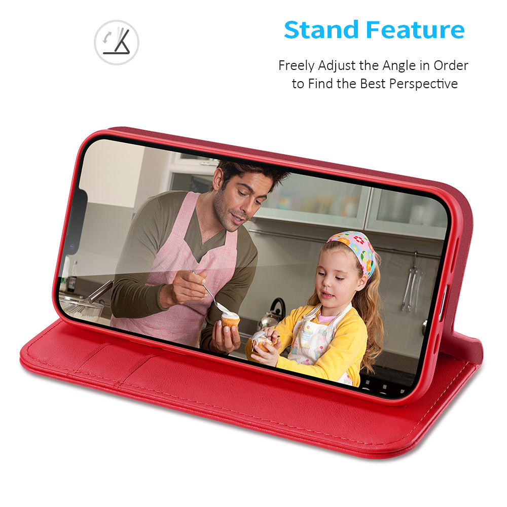 For iPhone SE (2025) Case DUX DUCIS Hivo Series Cowhide Leather RFID Blocking Wallet Stand Flip Phone Cover - Red