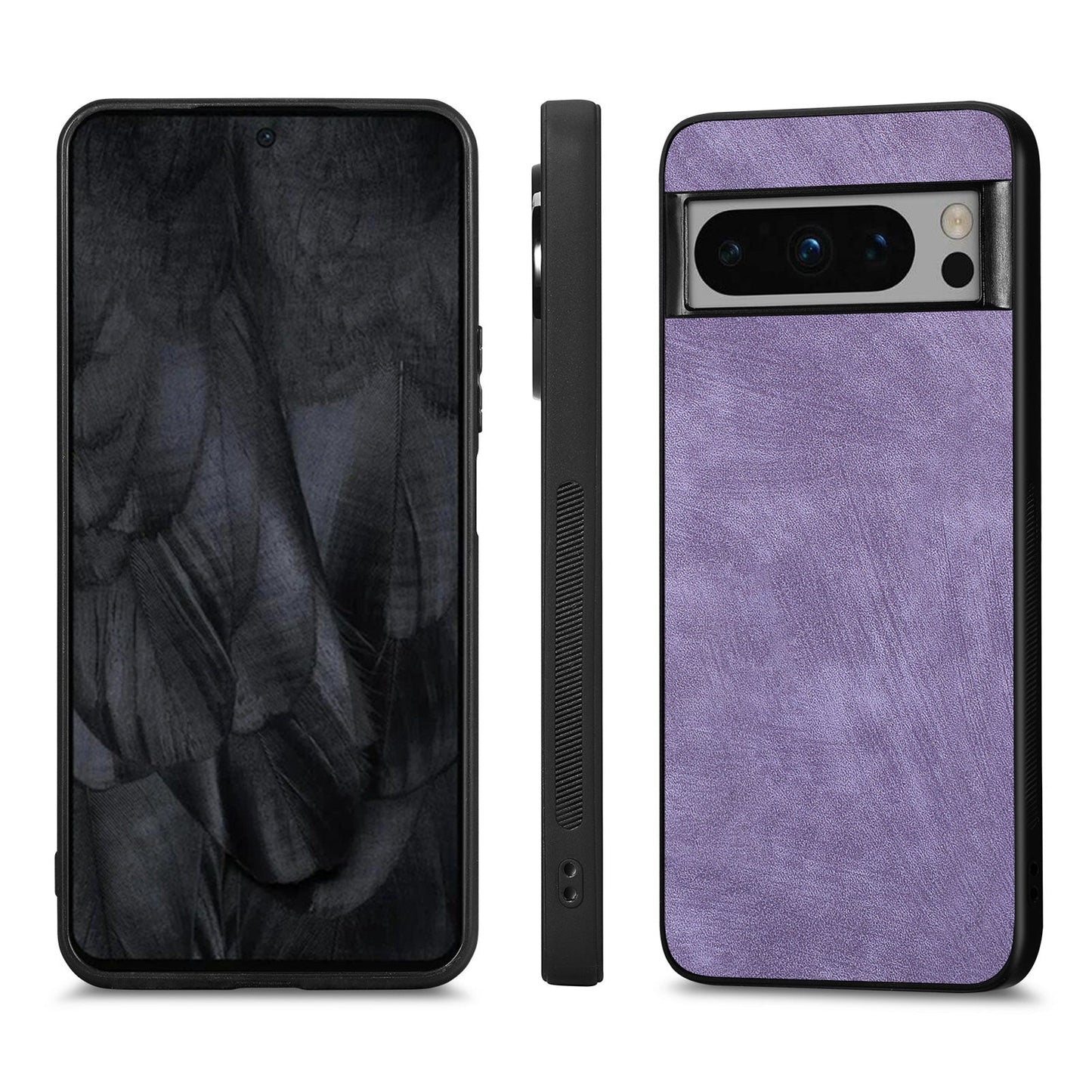 For Google Pixel 8 Pro Case Shockproof Slim Retro Leather Phone Back Cover - Purple