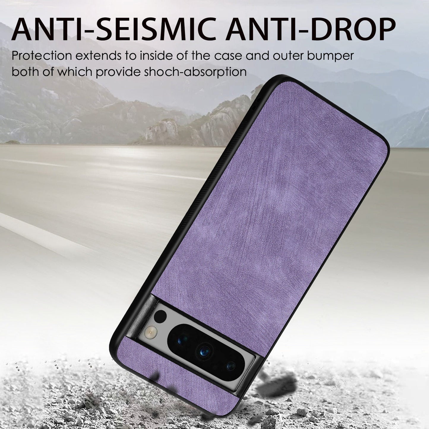 For Google Pixel 8 Pro Case Shockproof Slim Retro Leather Phone Back Cover - Purple