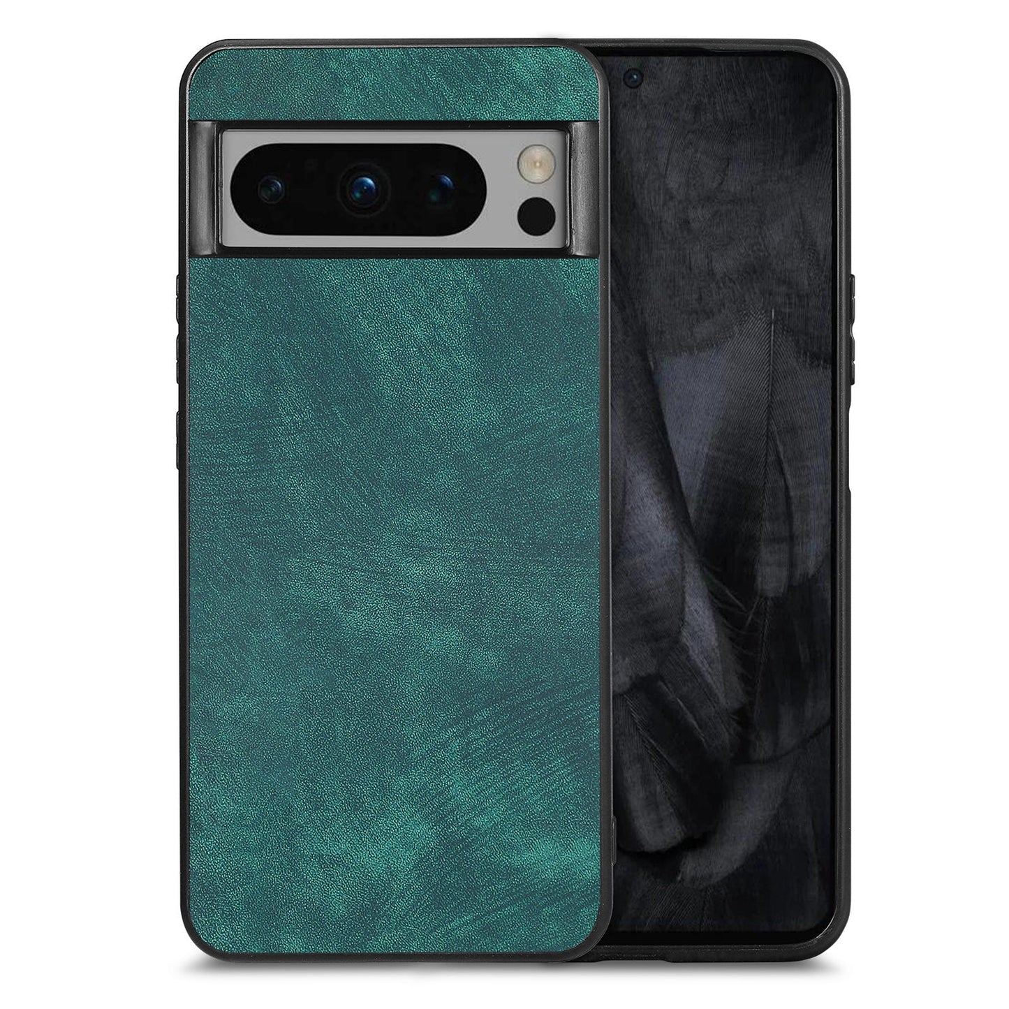 For Google Pixel 8 Pro Case Shockproof Slim Retro Leather Phone Back Cover - Green