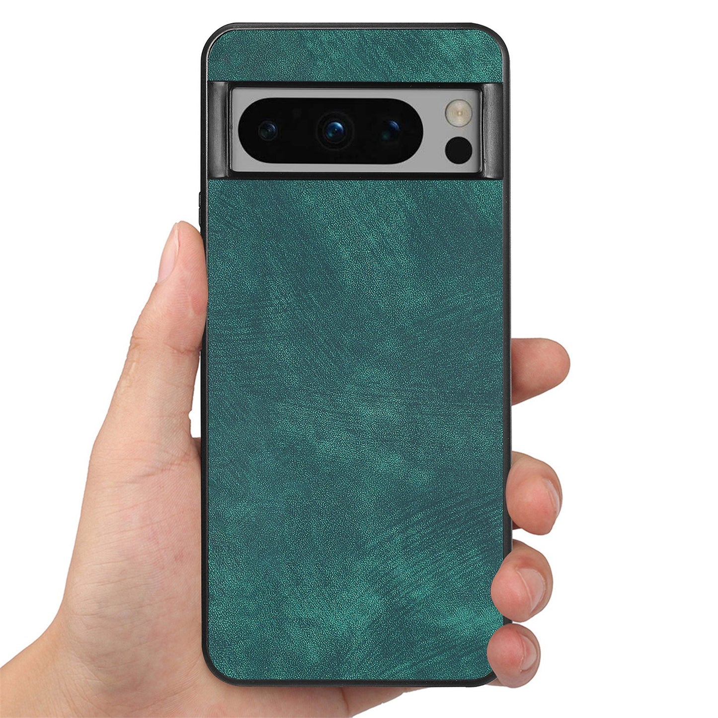 For Google Pixel 8 Pro Case Shockproof Slim Retro Leather Phone Back Cover - Green