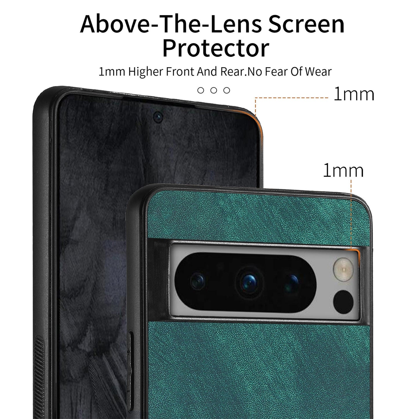 For Google Pixel 8 Pro Case Shockproof Slim Retro Leather Phone Back Cover - Green