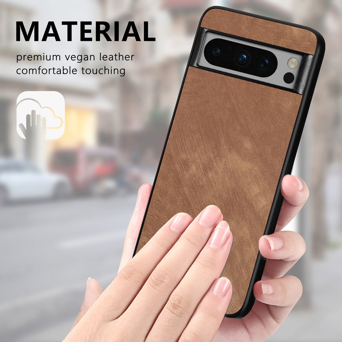 For Google Pixel 8 Pro Case Shockproof Slim Retro Leather Phone Back Cover - Brown