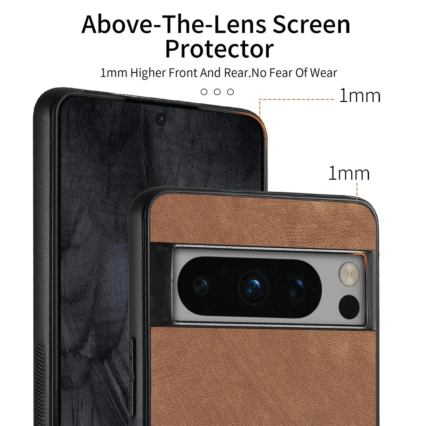 For Google Pixel 8 Pro Case Shockproof Slim Retro Leather Phone Back Cover - Brown