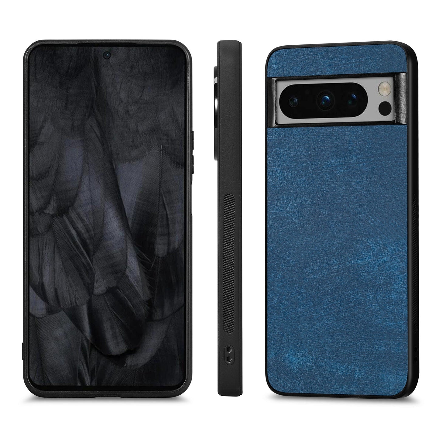 For Google Pixel 8 Pro Case Shockproof Slim Retro Leather Phone Back Cover - Blue
