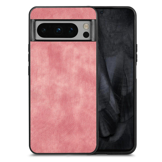 For Google Pixel 8 Pro Case Shockproof Slim Retro Leather Phone Back Cover - Pink
