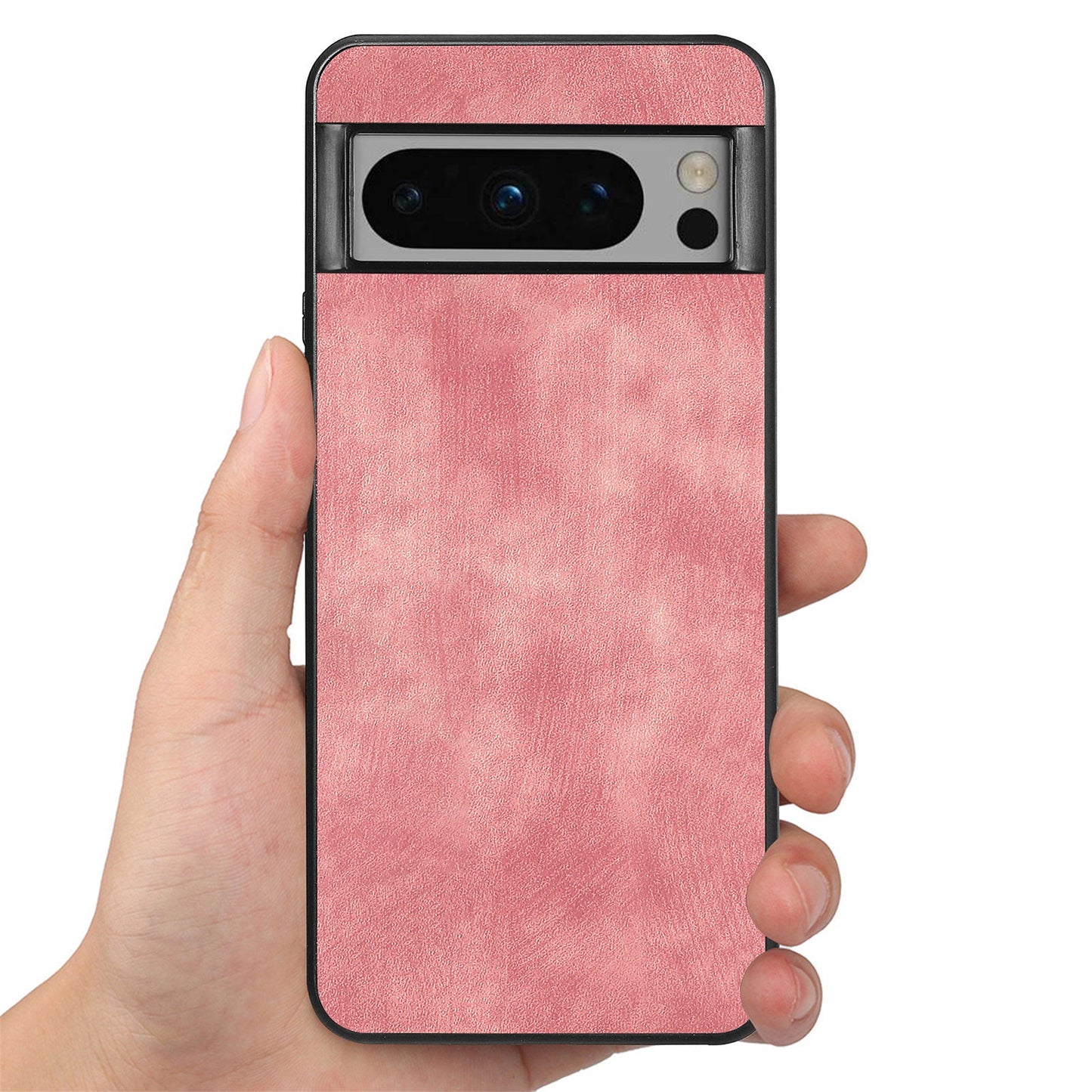 For Google Pixel 8 Pro Case Shockproof Slim Retro Leather Phone Back Cover - Pink