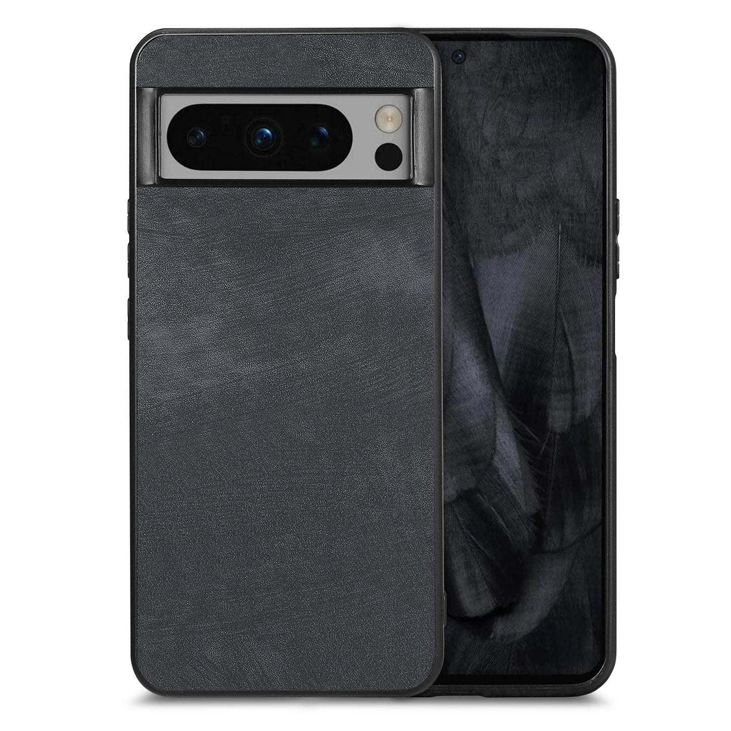 For Google Pixel 8 Pro Case Shockproof Slim Retro Leather Phone Back Cover - Black