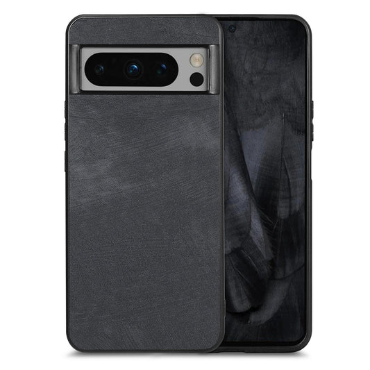For Google Pixel 8 Pro Case Shockproof Slim Retro Leather Phone Back Cover - Black