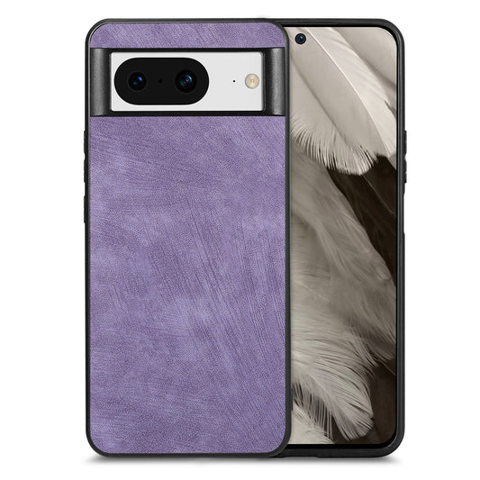 For Google Pixel 8 Case Shockproof Slim Retro Leather Phone Back Cover - Purple