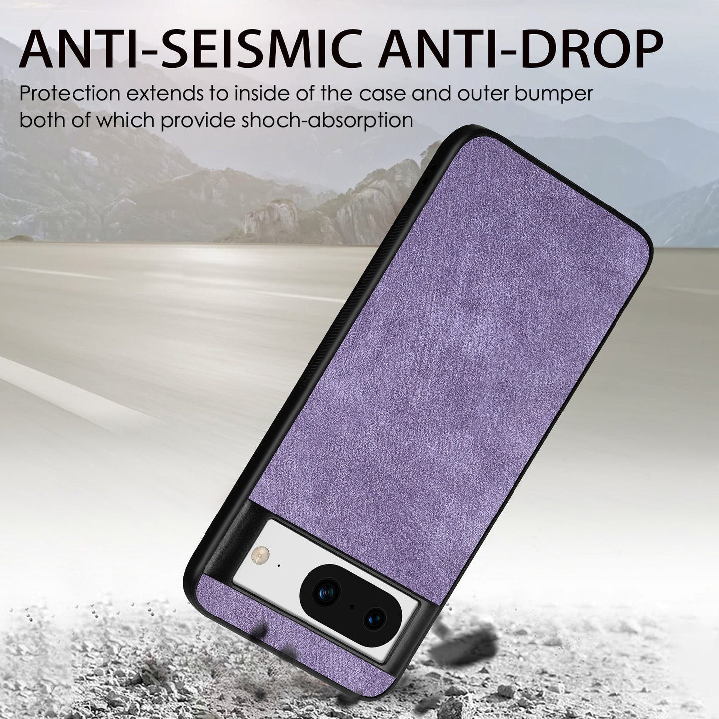 For Google Pixel 8 Case Shockproof Slim Retro Leather Phone Back Cover - Purple