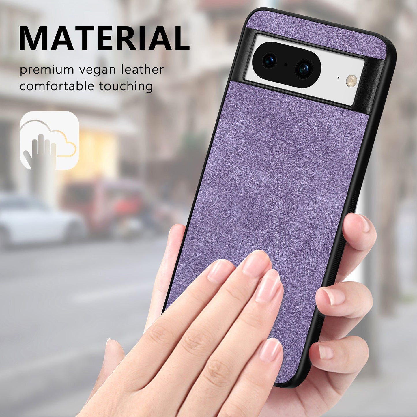 For Google Pixel 8 Case Shockproof Slim Retro Leather Phone Back Cover - Purple