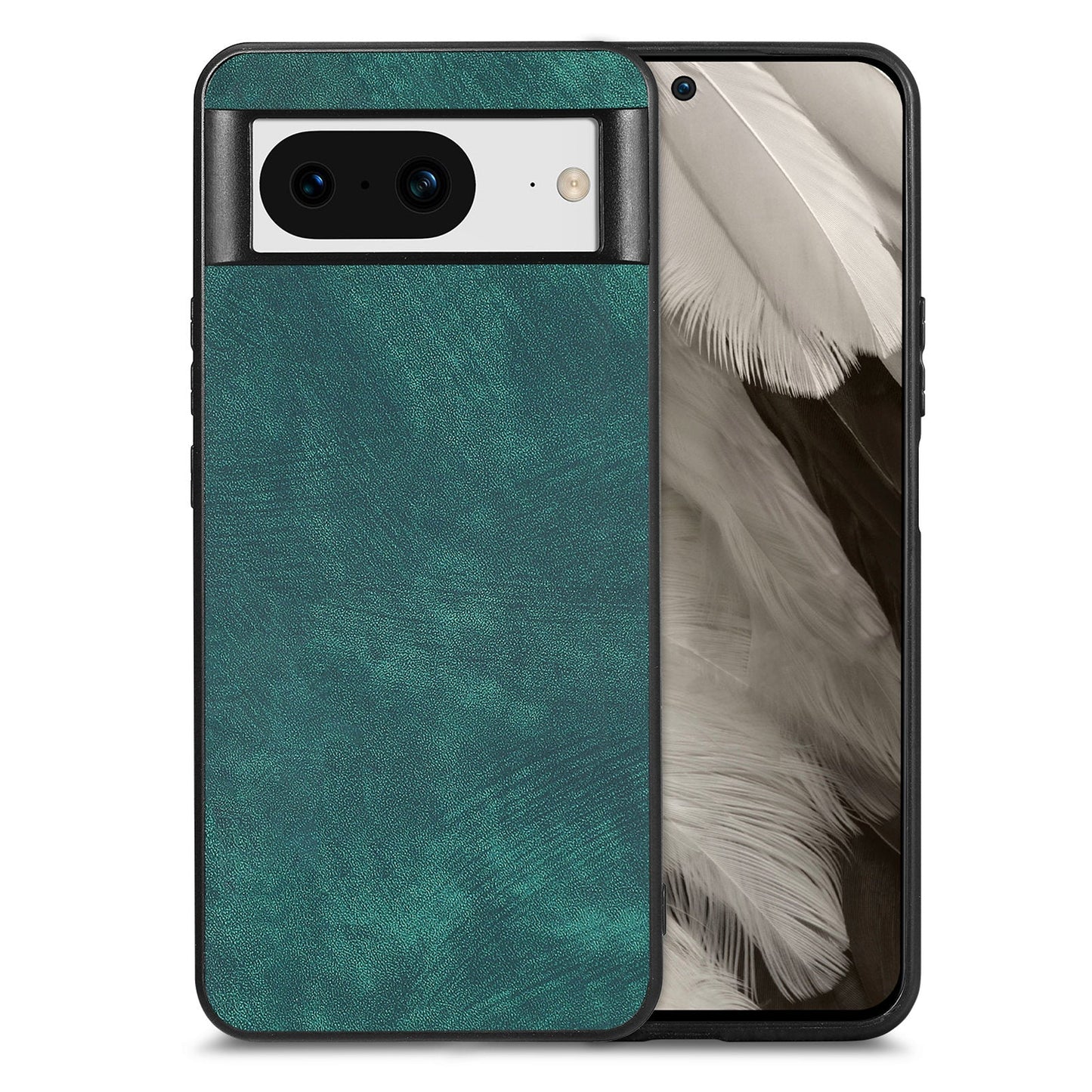 For Google Pixel 8 Case Shockproof Slim Retro Leather Phone Back Cover - Green
