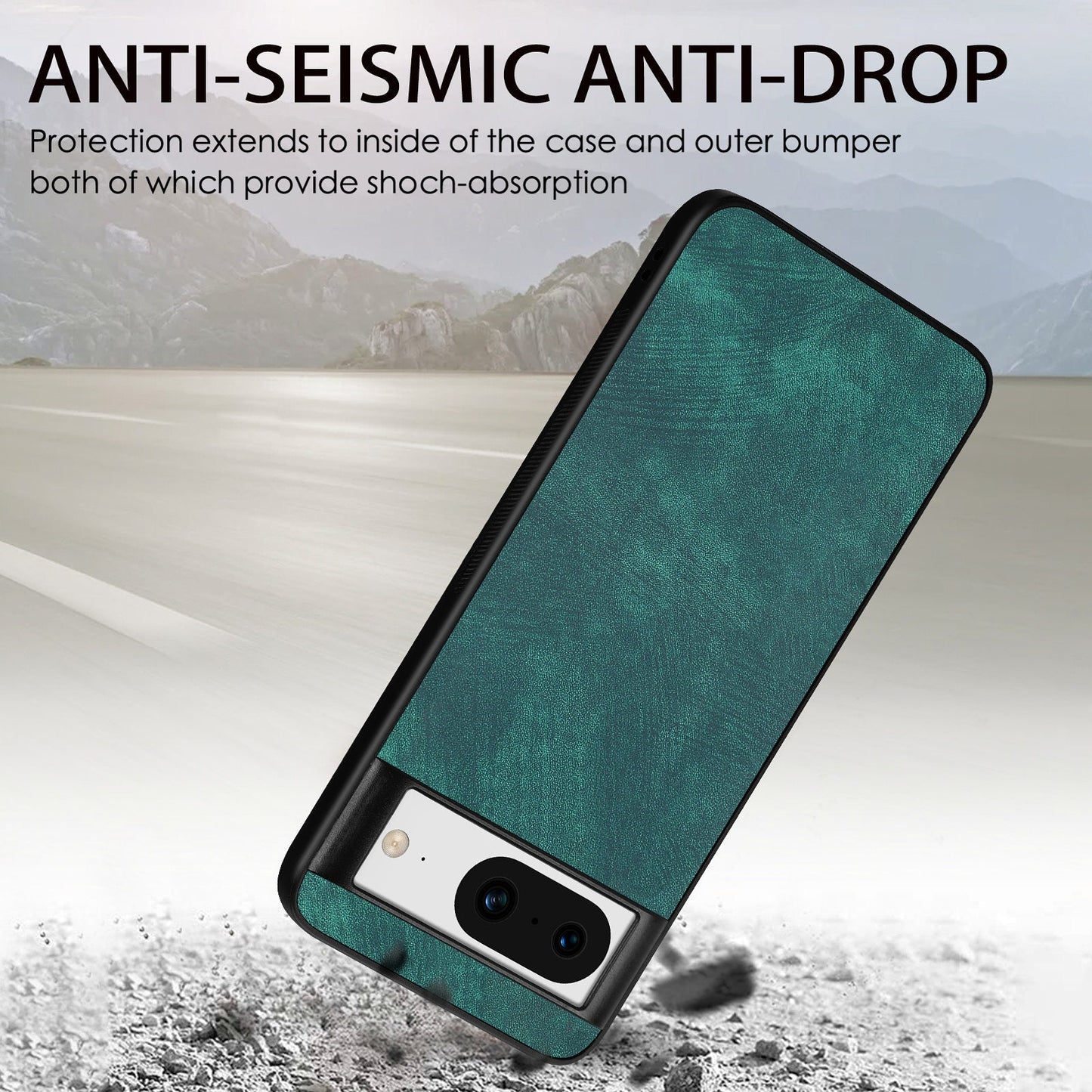 For Google Pixel 8 Case Shockproof Slim Retro Leather Phone Back Cover - Green