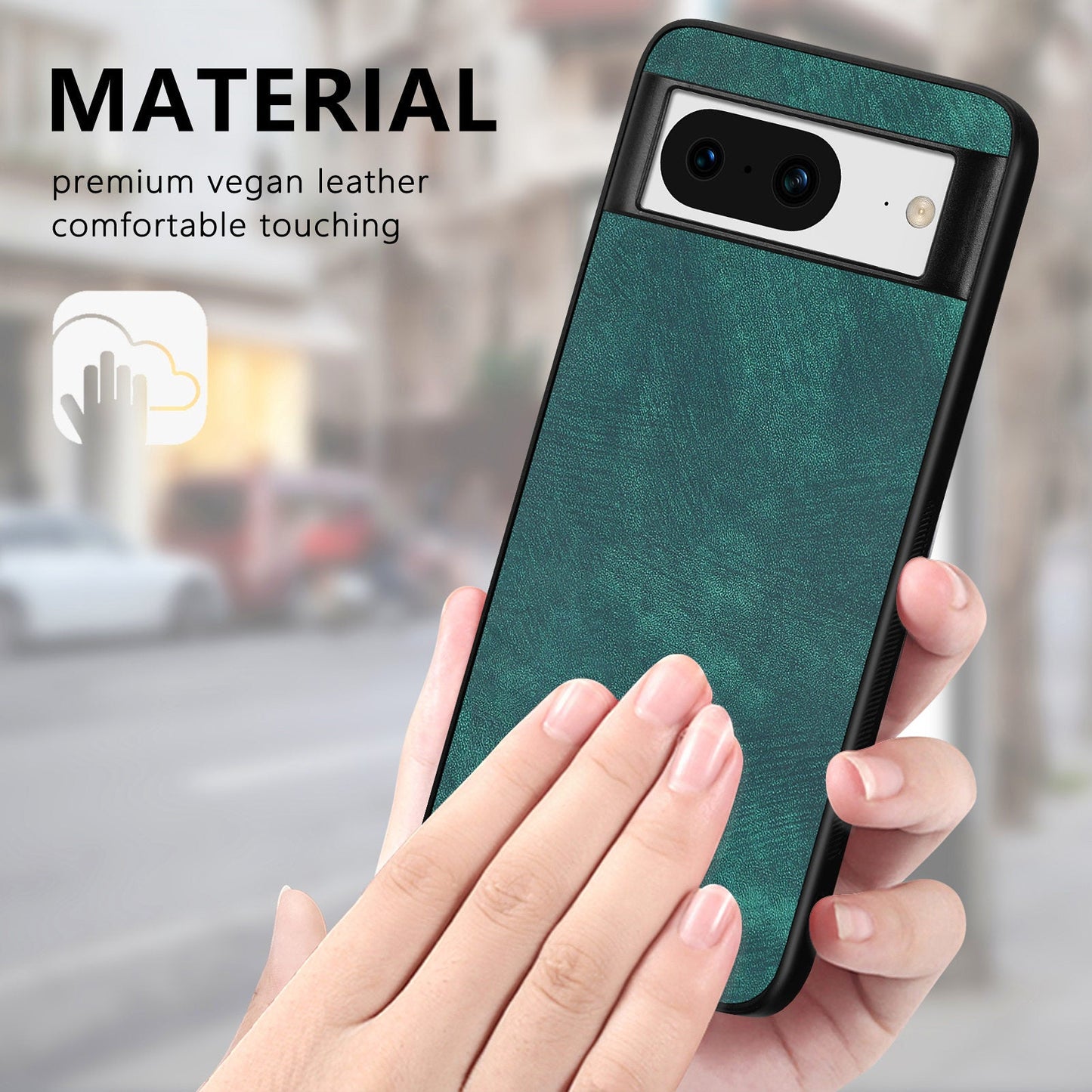 For Google Pixel 8 Case Shockproof Slim Retro Leather Phone Back Cover - Green