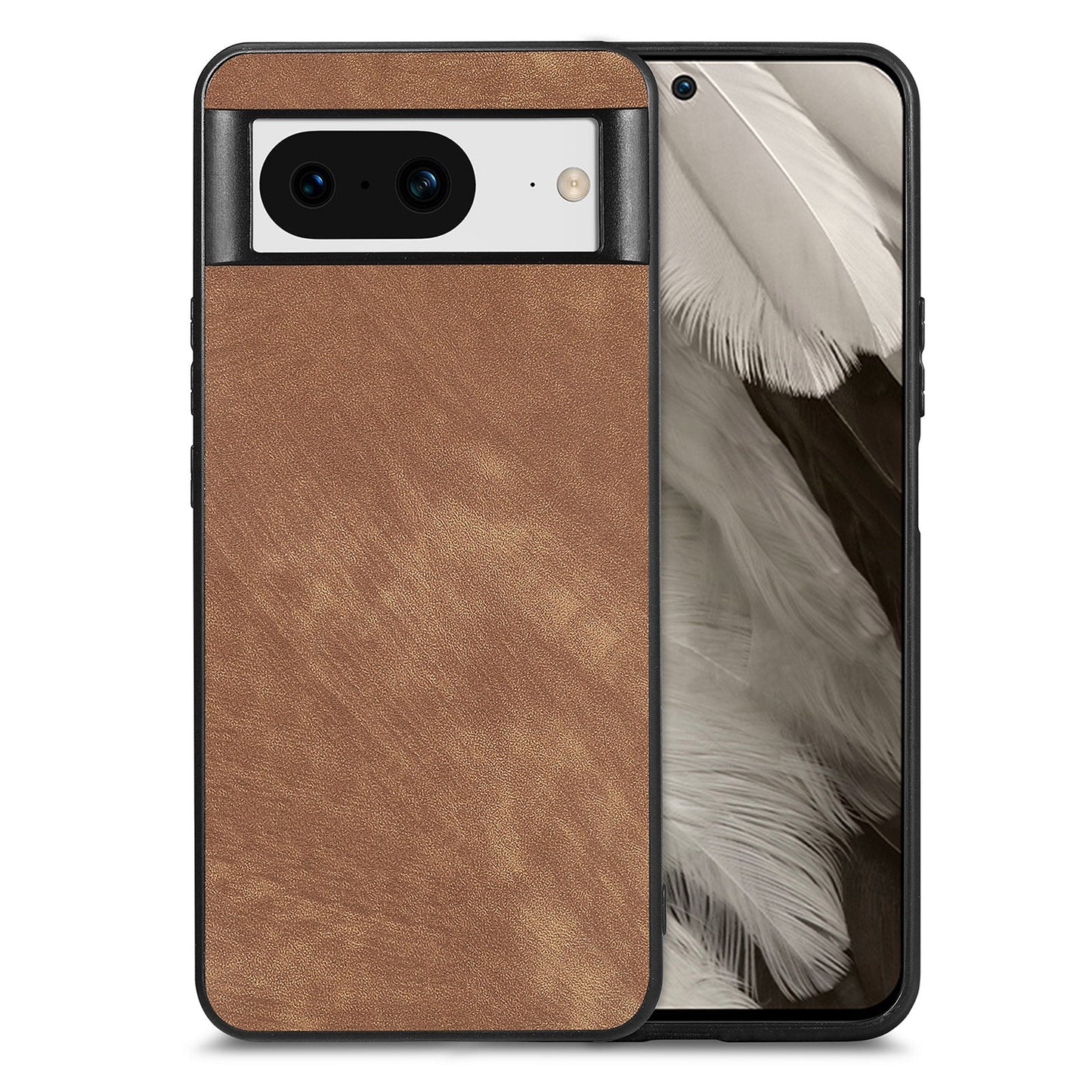 For Google Pixel 8 Case Shockproof Slim Retro Leather Phone Back Cover - Brown