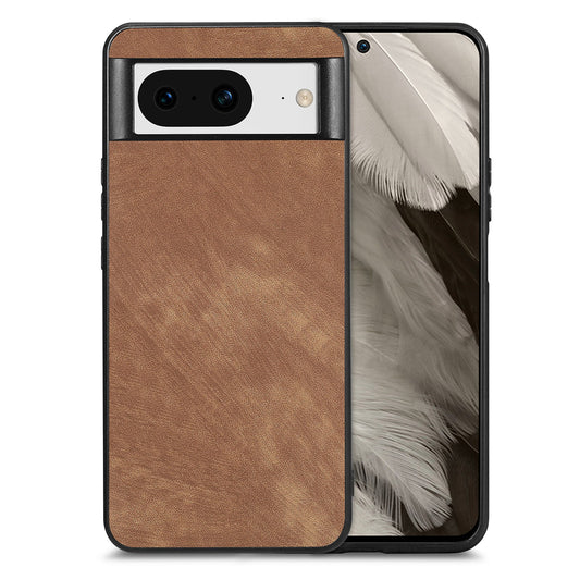 For Google Pixel 8 Case Shockproof Slim Retro Leather Phone Back Cover - Brown