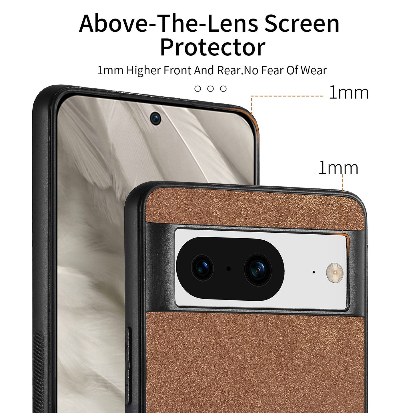 For Google Pixel 8 Case Shockproof Slim Retro Leather Phone Back Cover - Brown