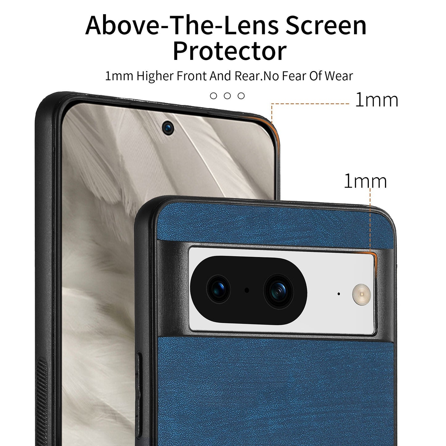 For Google Pixel 8 Case Shockproof Slim Retro Leather Phone Back Cover - Blue