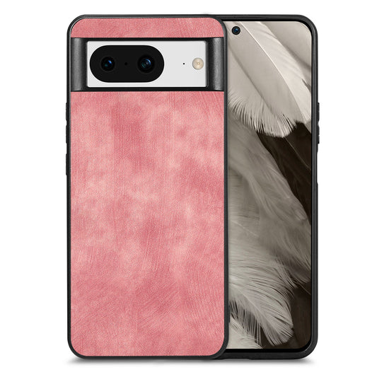 For Google Pixel 8 Case Shockproof Slim Retro Leather Phone Back Cover - Pink