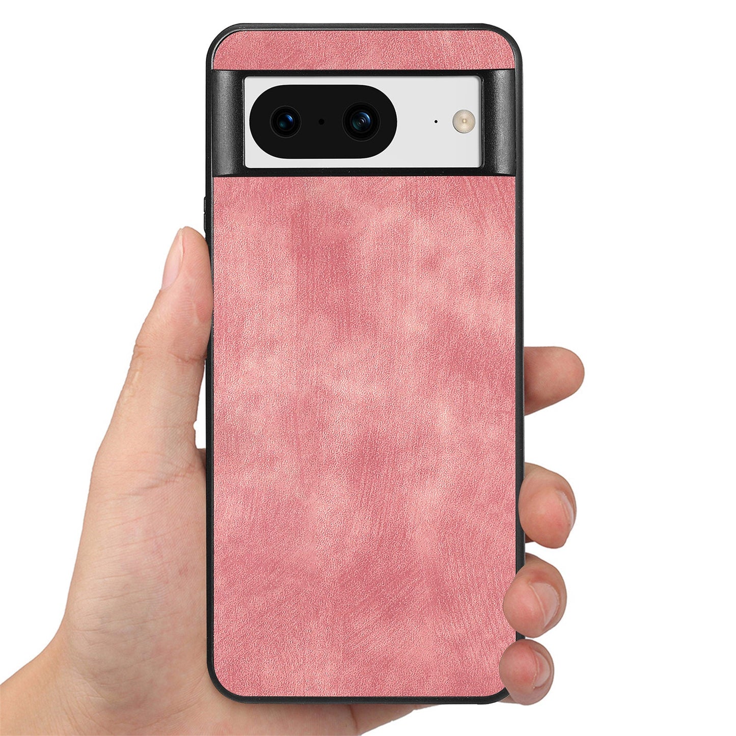 For Google Pixel 8 Case Shockproof Slim Retro Leather Phone Back Cover - Pink