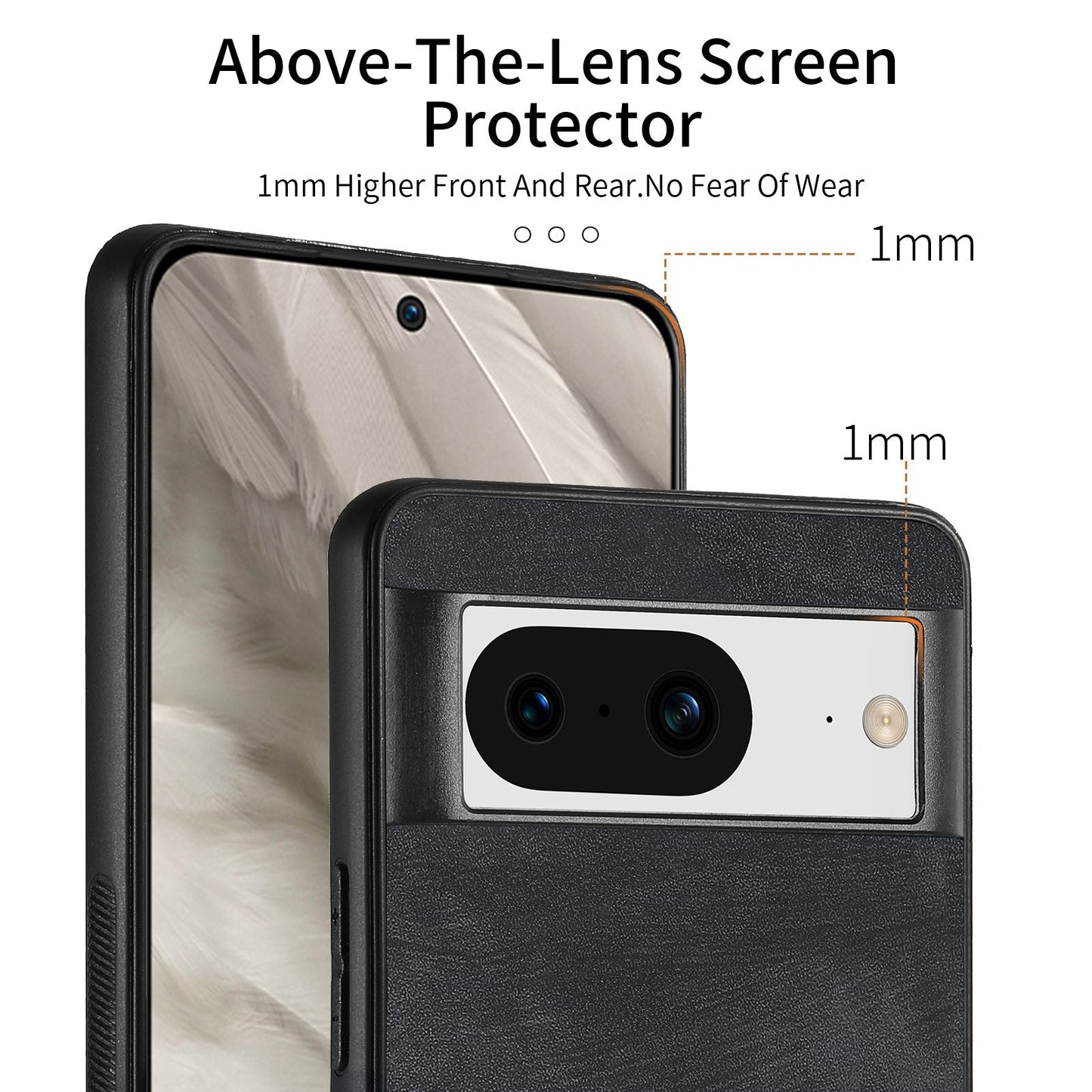 For Google Pixel 8 Case Shockproof Slim Retro Leather Phone Back Cover - Black