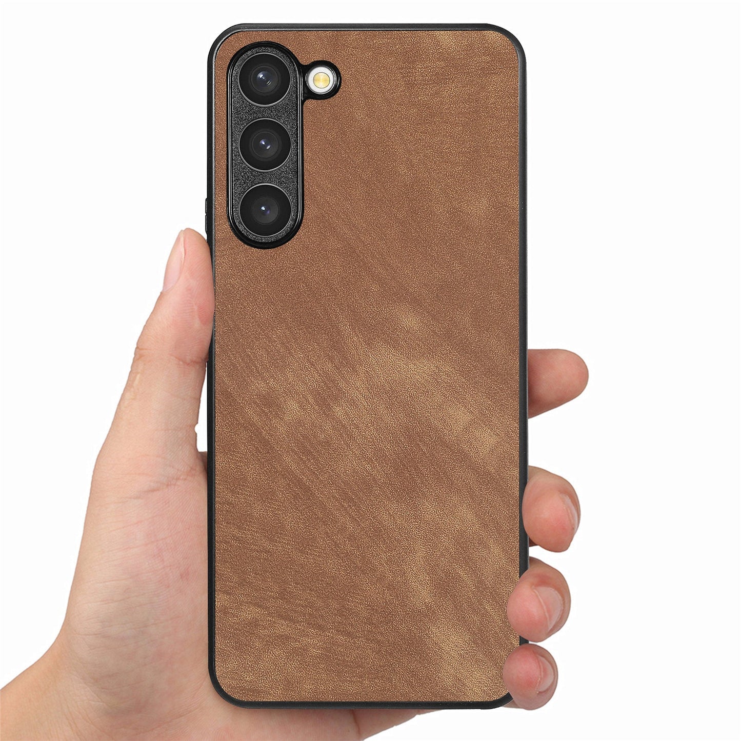 For Samsung Galaxy S23 Case Shockproof Slim Retro Leather Phone Back Cover - Brown